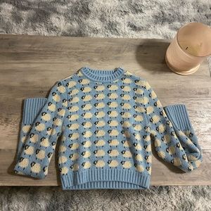 Zara baby blue cropped sheep sweater small